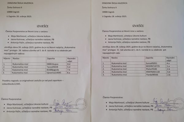 Izvješće likovni izraz